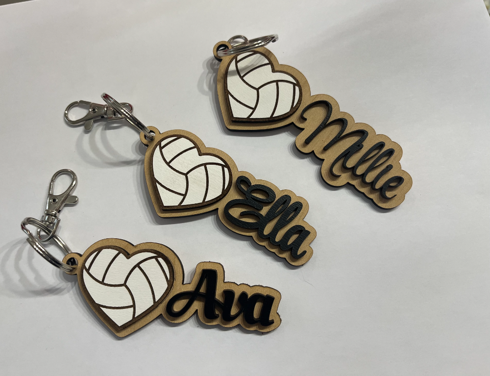Personalized Volley Ball Heart Keychain