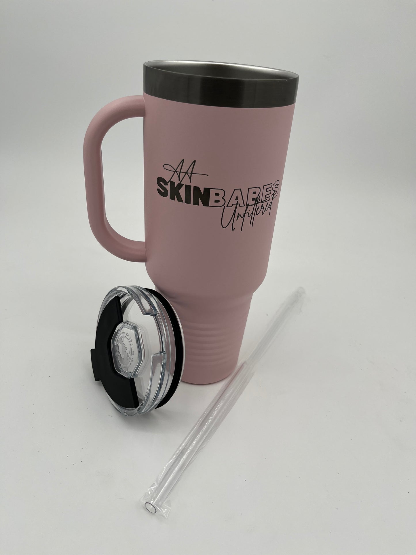 40 oz "Skin Babes" Travel Tumbler w/Lid & Straw