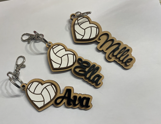 Personalized Volley Ball Heart Keychain
